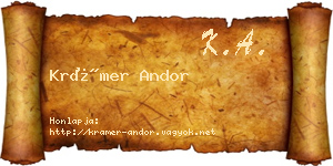 Krámer Andor névjegykártya