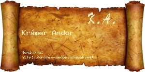 Krámer Andor névjegykártya